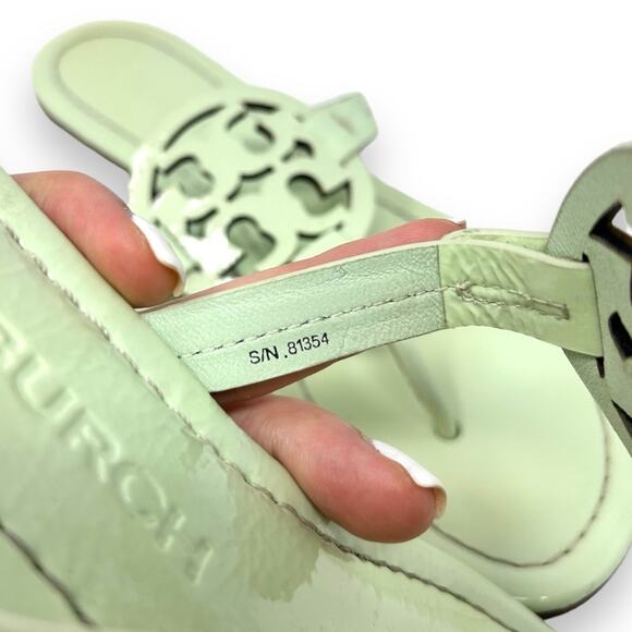 Tory Burch Patent Leather Miller Sandal Meadow Mist Pastel Green 7 Women’s - Picture 9 of 14